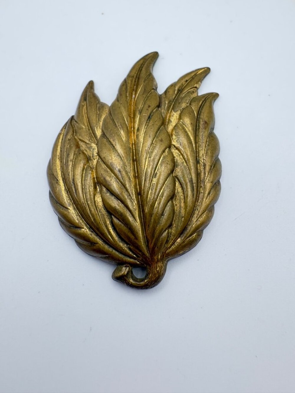Vintage Brass Leaf Dress Clip Fur Clip Pin Art Deco Stylized Leaves Brooch
